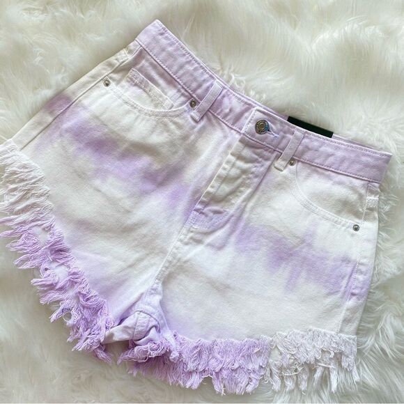 Wild Fable High Rise Tie Dye Frayed Denim Shorts - Picture 1 of 3